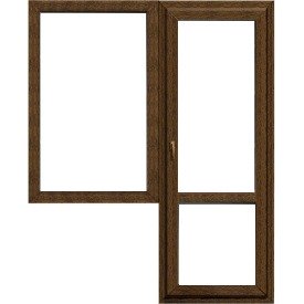 Дверь балконная пластиковая коричневая с окном, 2100x2100, окно 1350x1400, REHAU (стандарт)