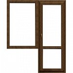 Дверь балконная пластиковая коричневая с окном, 2100x2100, окно 1350x1400, REHAU (Премиум)